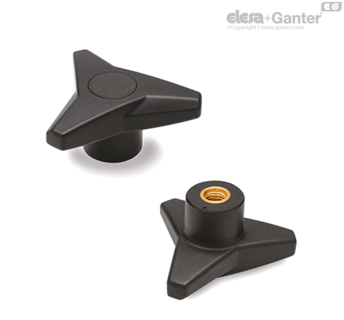 VB.839-B Three-arm knobs Brass boss, threaded blind hole
